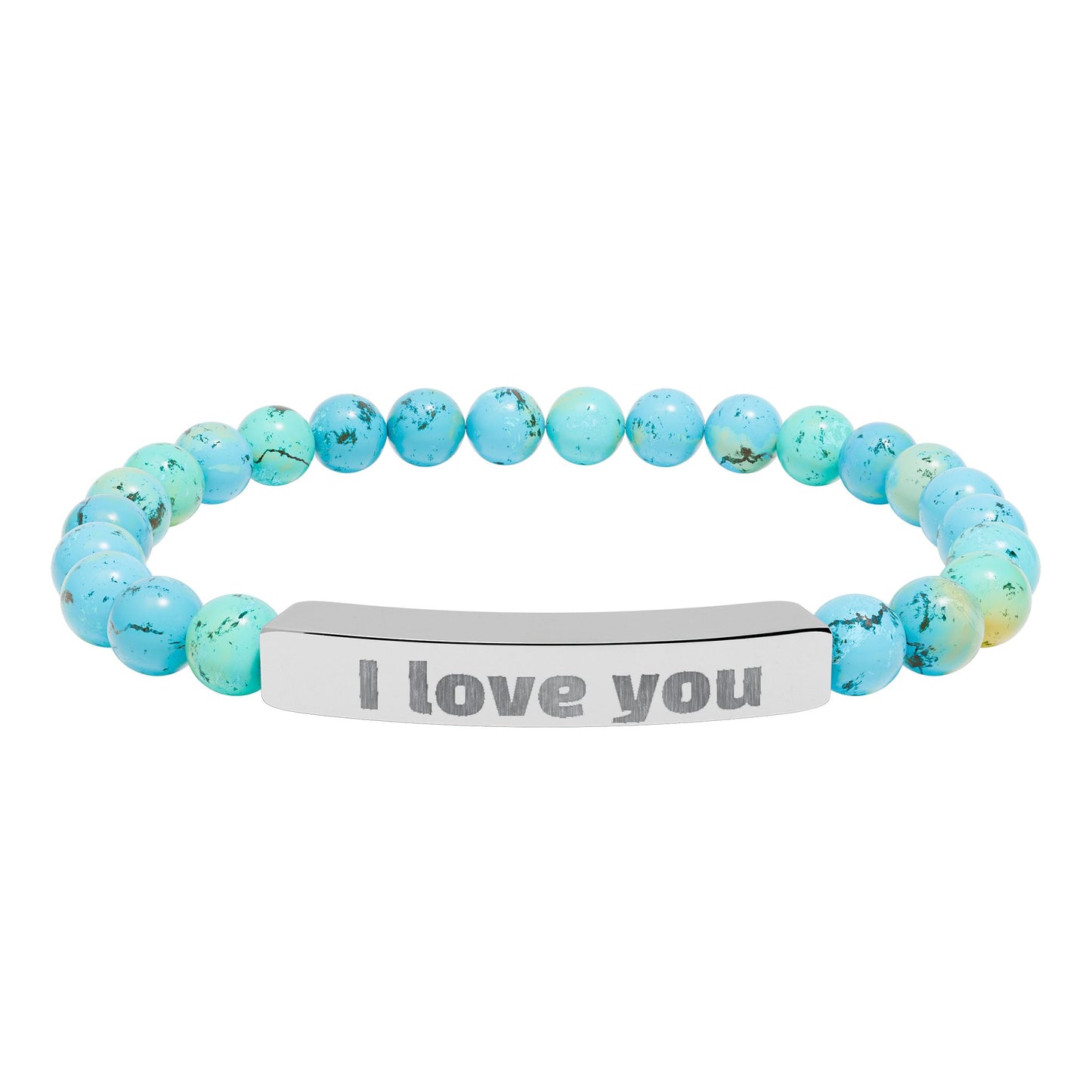 Engraved ‘I Love You’ Natural Stone Stretch Bracelet