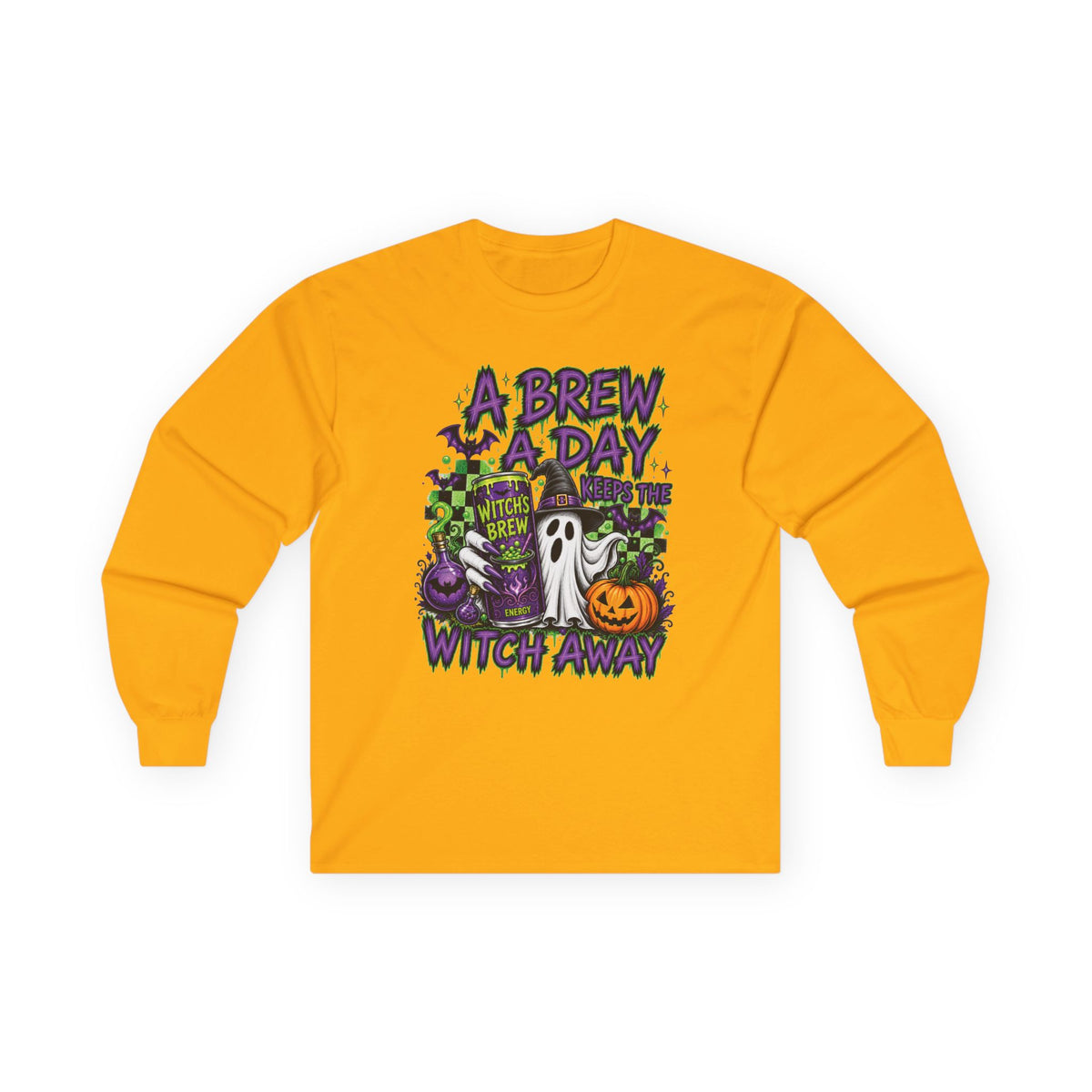 A Brew A Day Witch Away Graphic Long Sleeve Tee