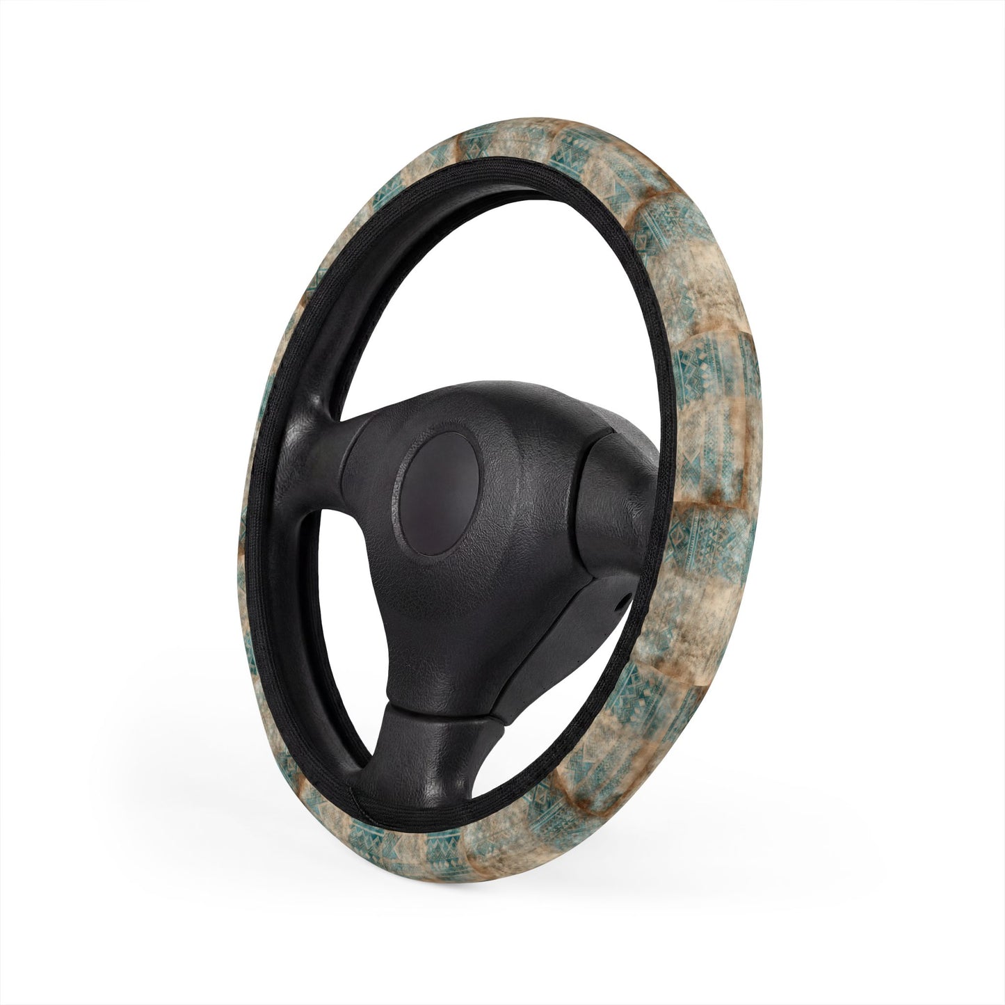Marbled Teal and Beige Steering Wheel Cover