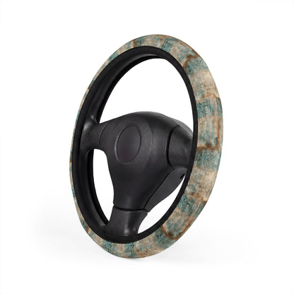 Marbled Teal and Beige Steering Wheel Cover