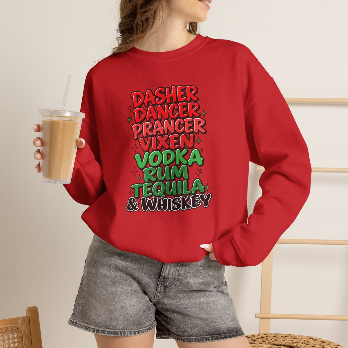 Dasher Dancer Prancer Vixen Holiday Christmas Crewneck Sweatshirt