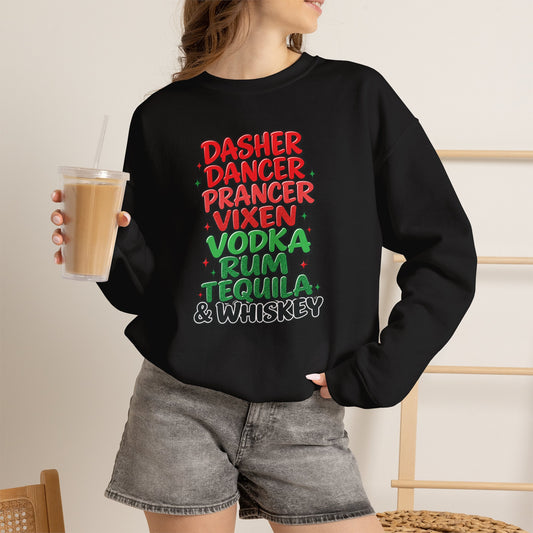 Dasher Dancer Prancer Vixen Holiday Christmas Crewneck Sweatshirt