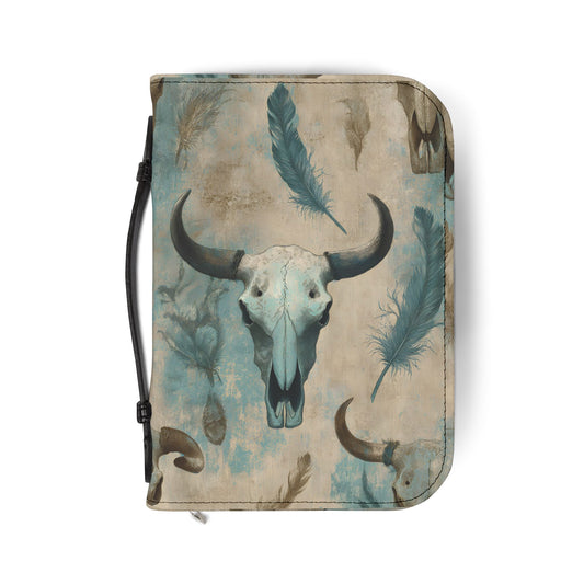 Western Skull and Feathers Bible Cover