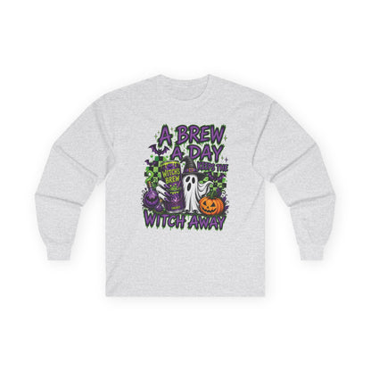 A Brew A Day Witch Away Graphic Long Sleeve Tee