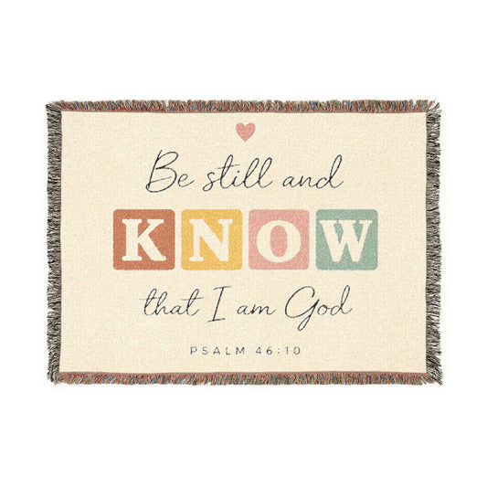 Be Still and Know Psalm 46:10 Woven Blanket | Inspirational Scripture Throw