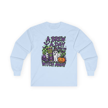 A Brew A Day Witch Away Graphic Long Sleeve Tee