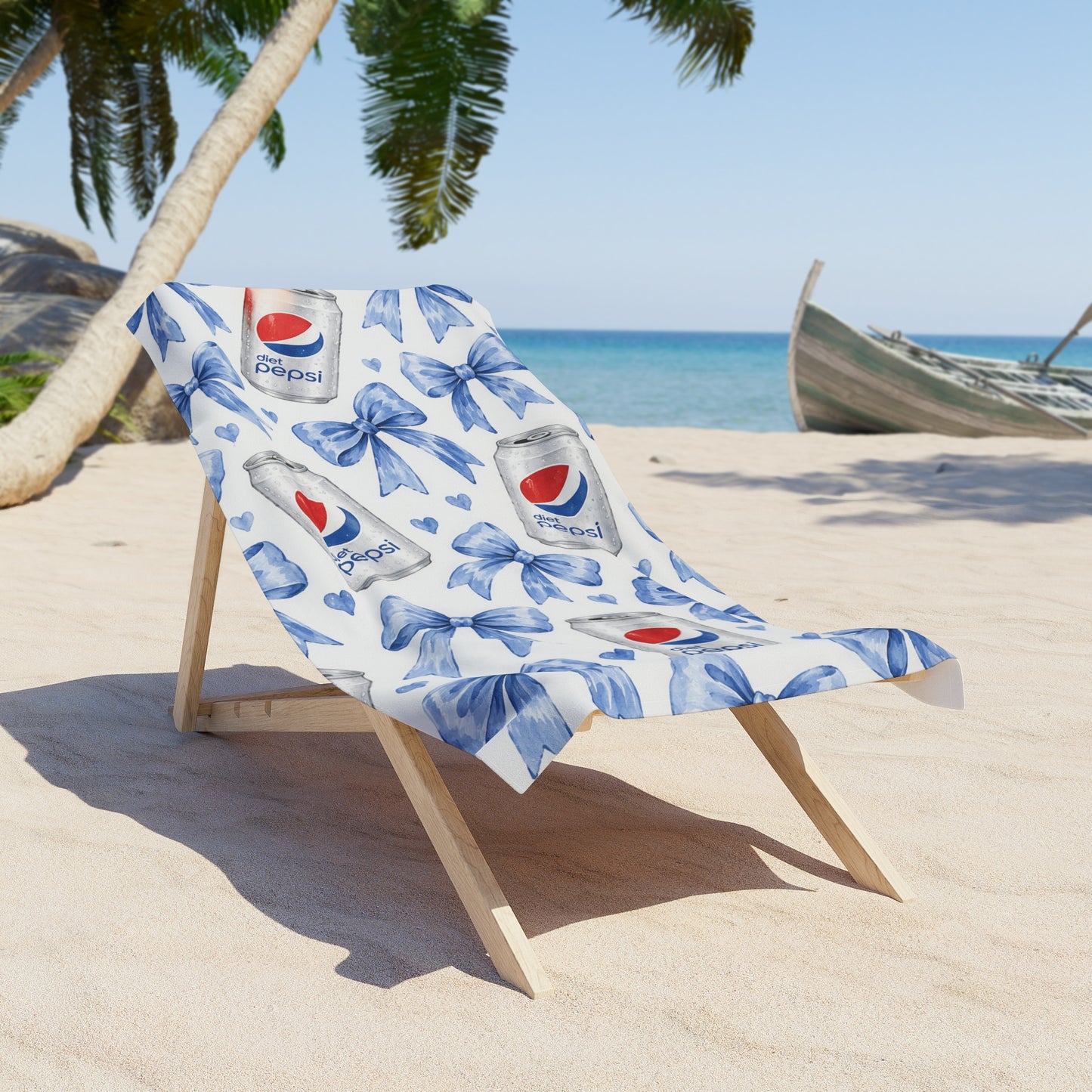 diet Pepsi Blue Floral Beach Towel