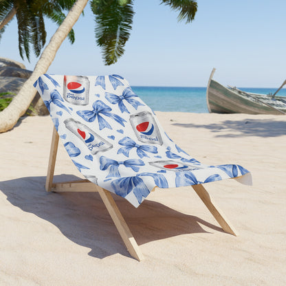 diet Pepsi Blue Floral Beach Towel