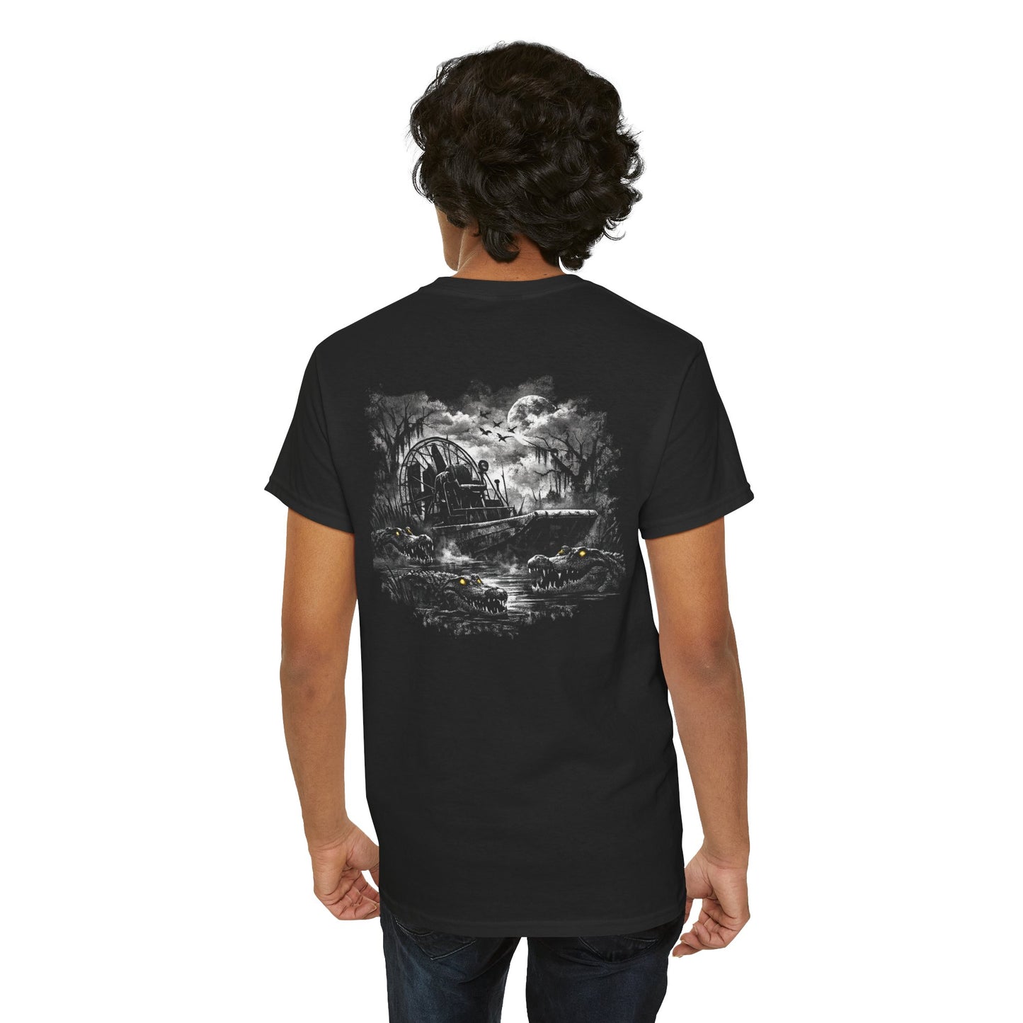 Black Gothic Train T‑Shirt — Haunted Locomotive Nightscape Tee