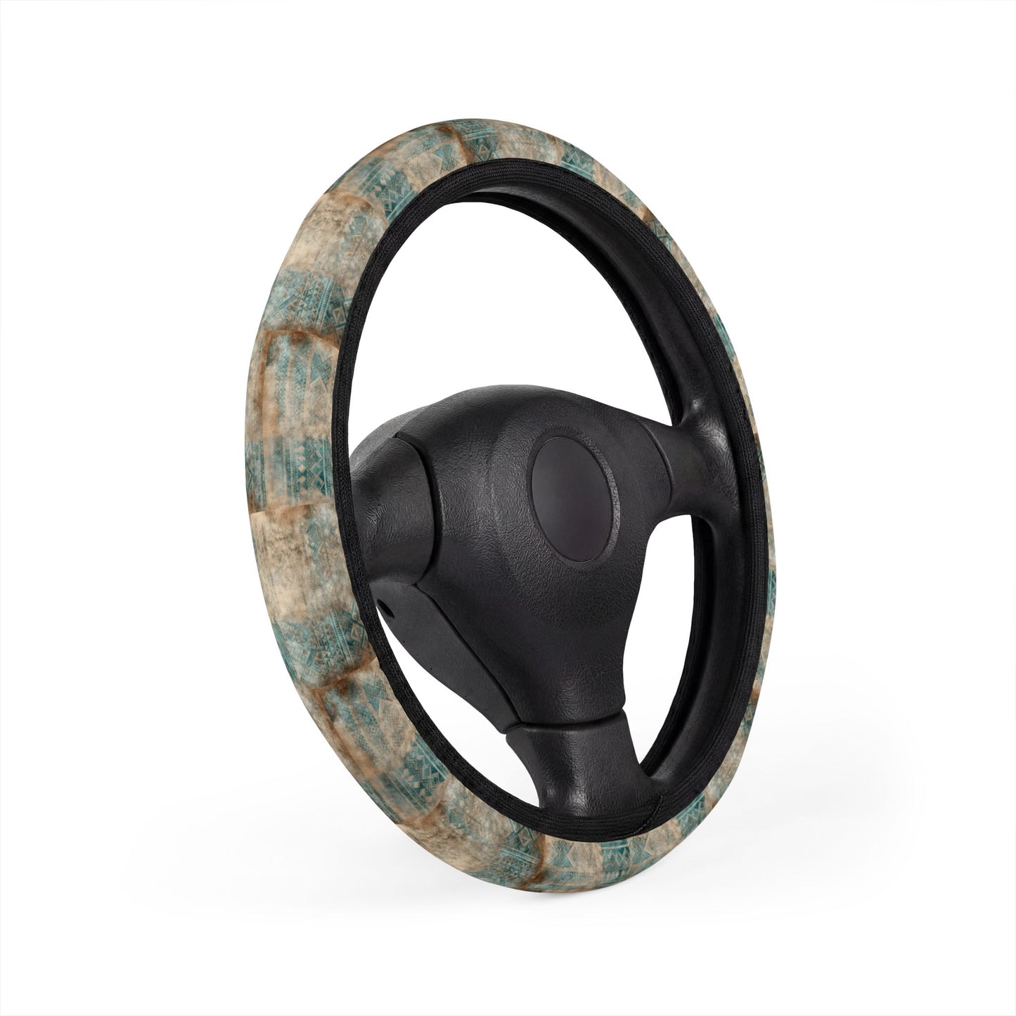 Marbled Teal and Beige Steering Wheel Cover