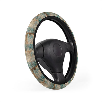 Marbled Teal and Beige Steering Wheel Cover