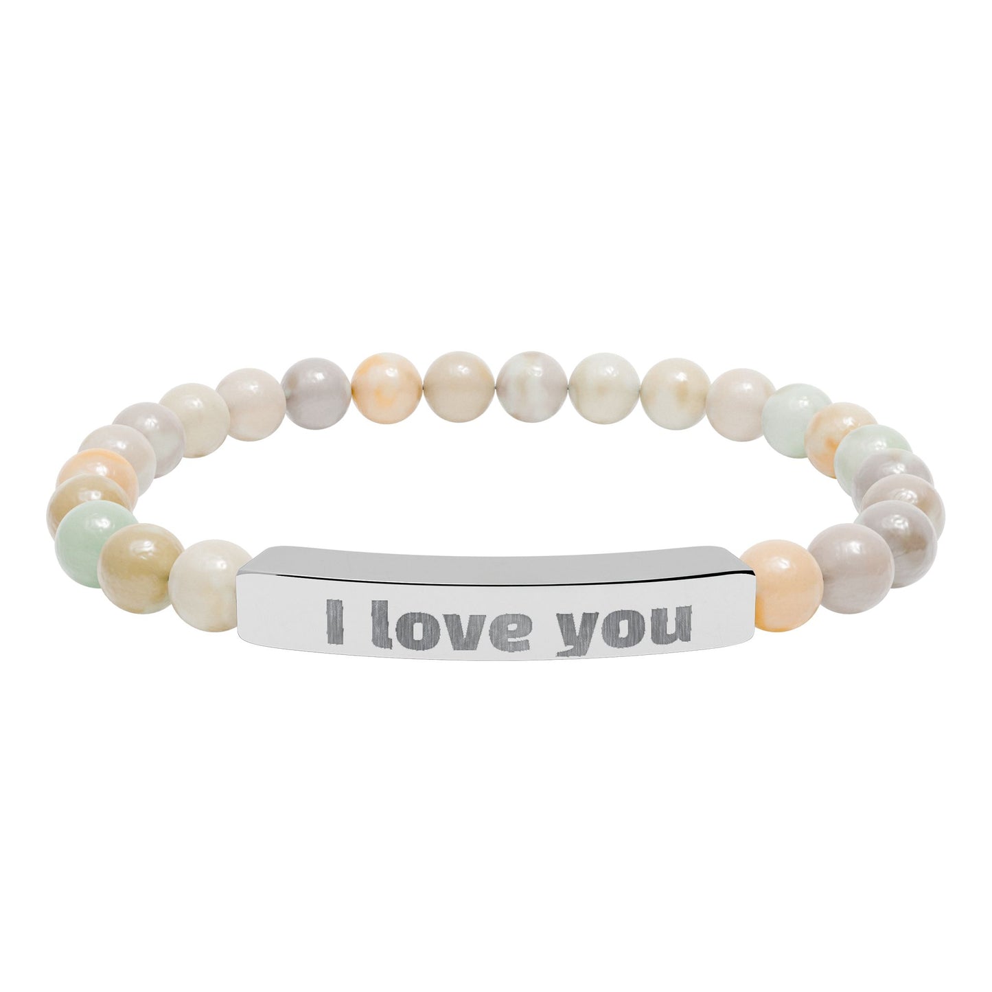 Engraved ‘I Love You’ Natural Stone Stretch Bracelet