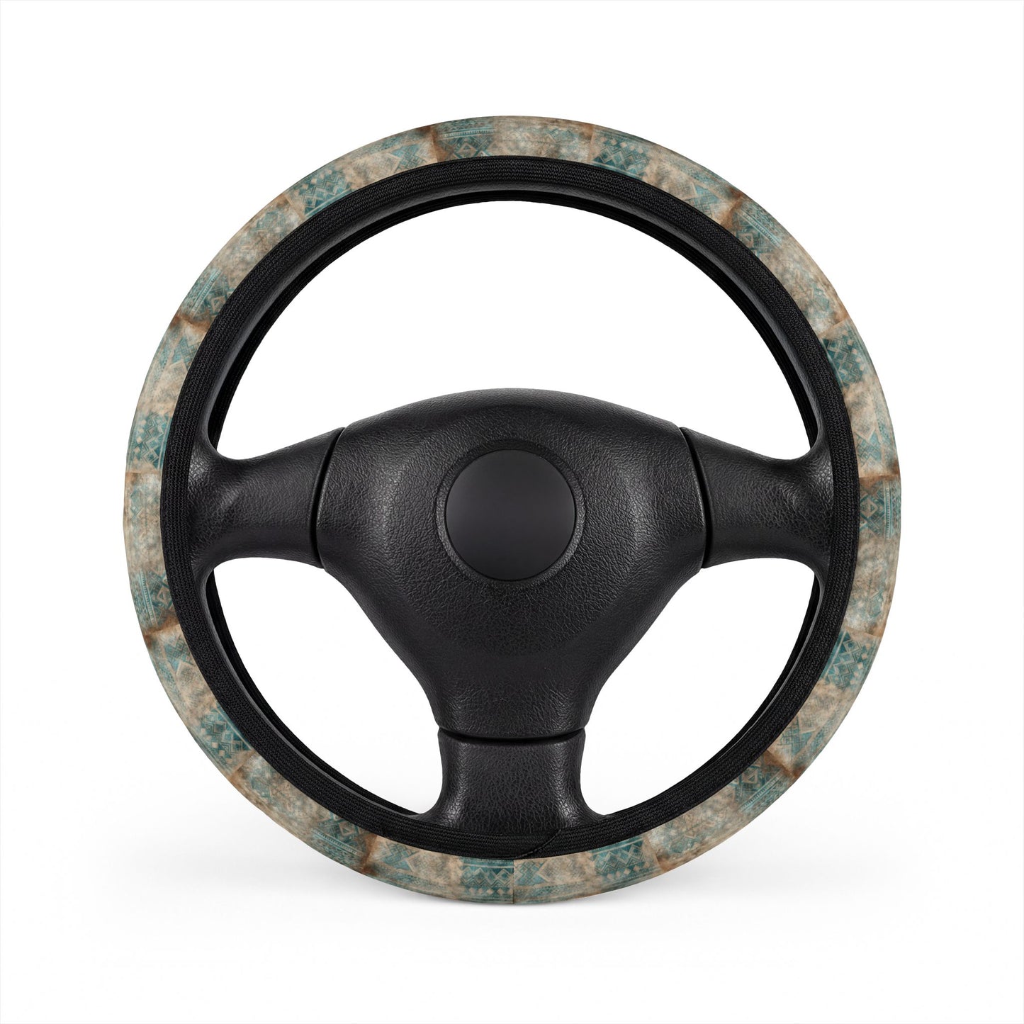 Marbled Teal and Beige Steering Wheel Cover