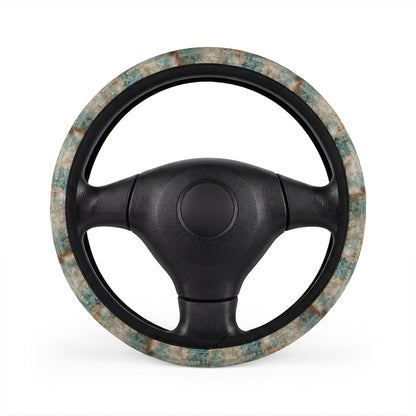 Marbled Teal and Beige Steering Wheel Cover