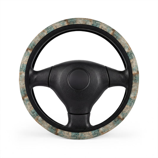 Marbled Teal and Beige Steering Wheel Cover