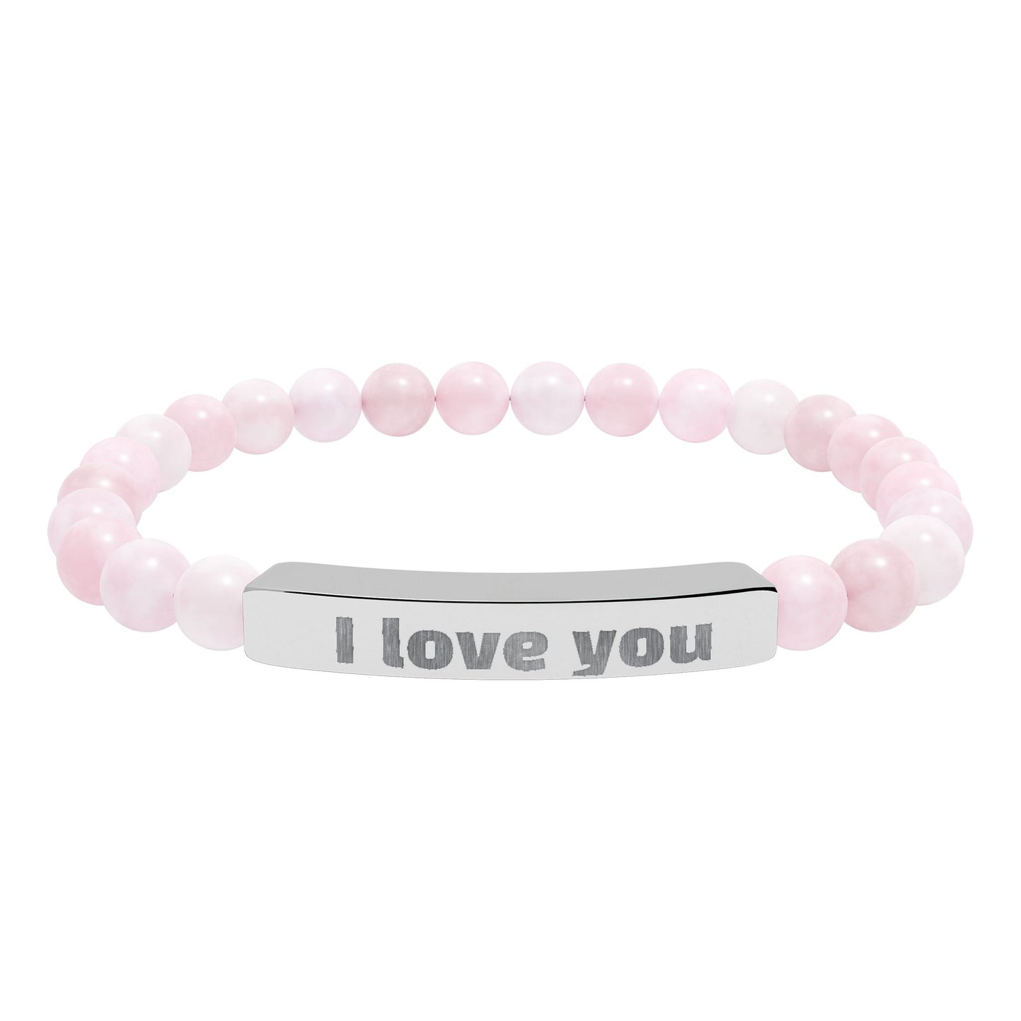 Engraved ‘I Love You’ Natural Stone Stretch Bracelet