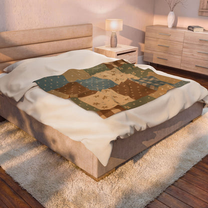 Patchwork Velveteen Plush Blanket