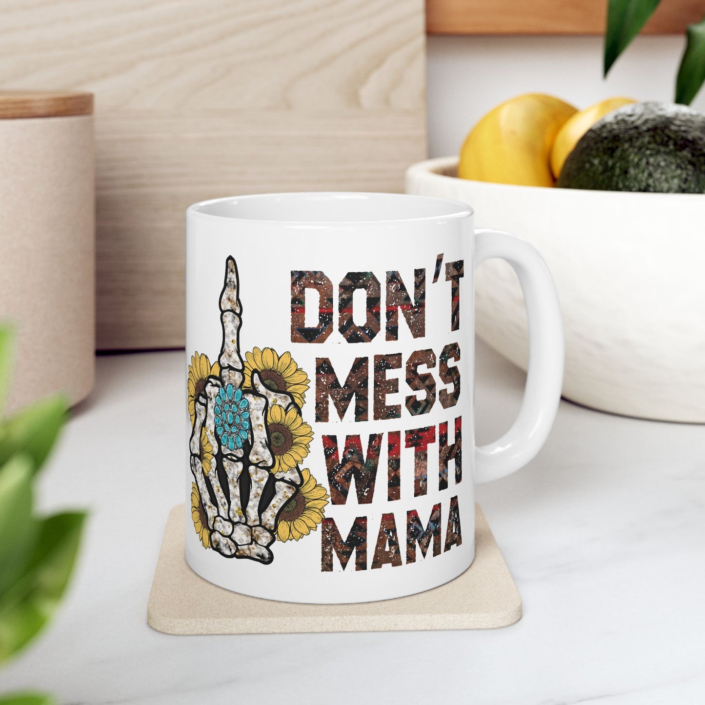 Skeleton Hand Sunflower Mug