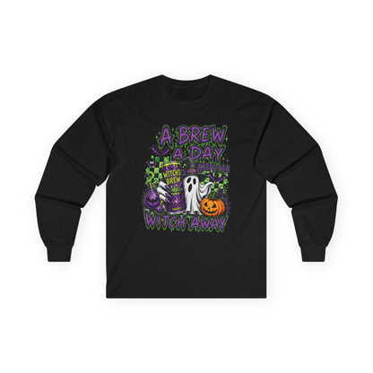 A Brew A Day Witch Away Graphic Long Sleeve Tee