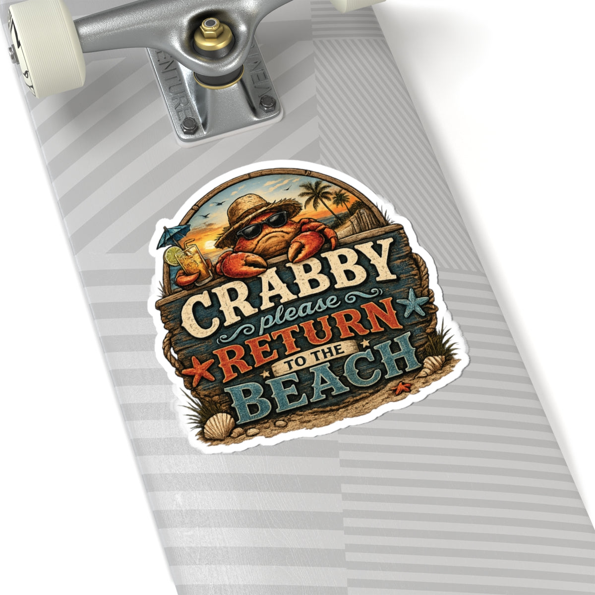 Crabby Please Return to the Beach Sticker