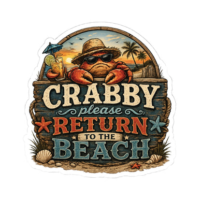 Crabby Please Return to the Beach Sticker