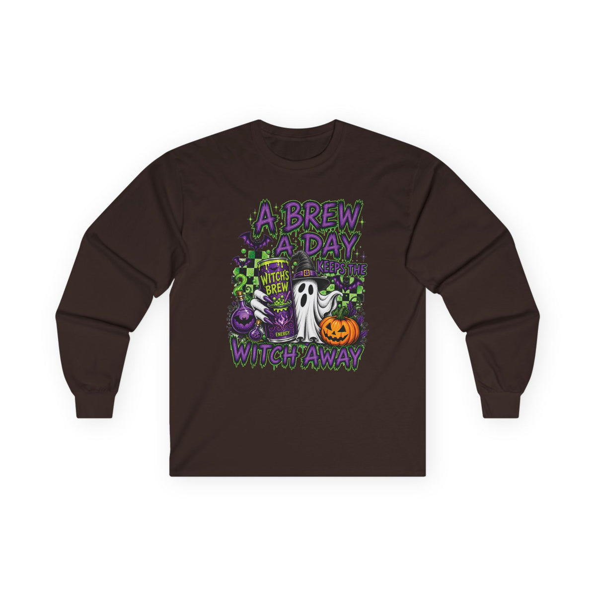 A Brew A Day Witch Away Graphic Long Sleeve Tee