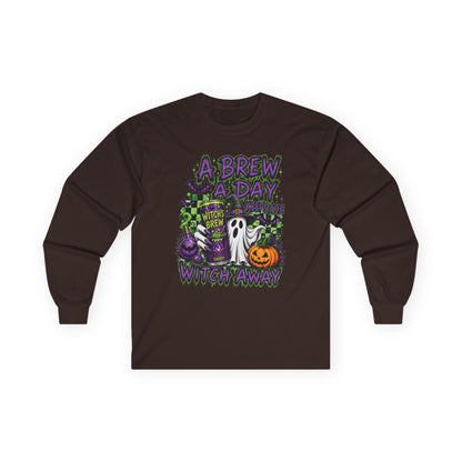 A Brew A Day Witch Away Graphic Long Sleeve Tee