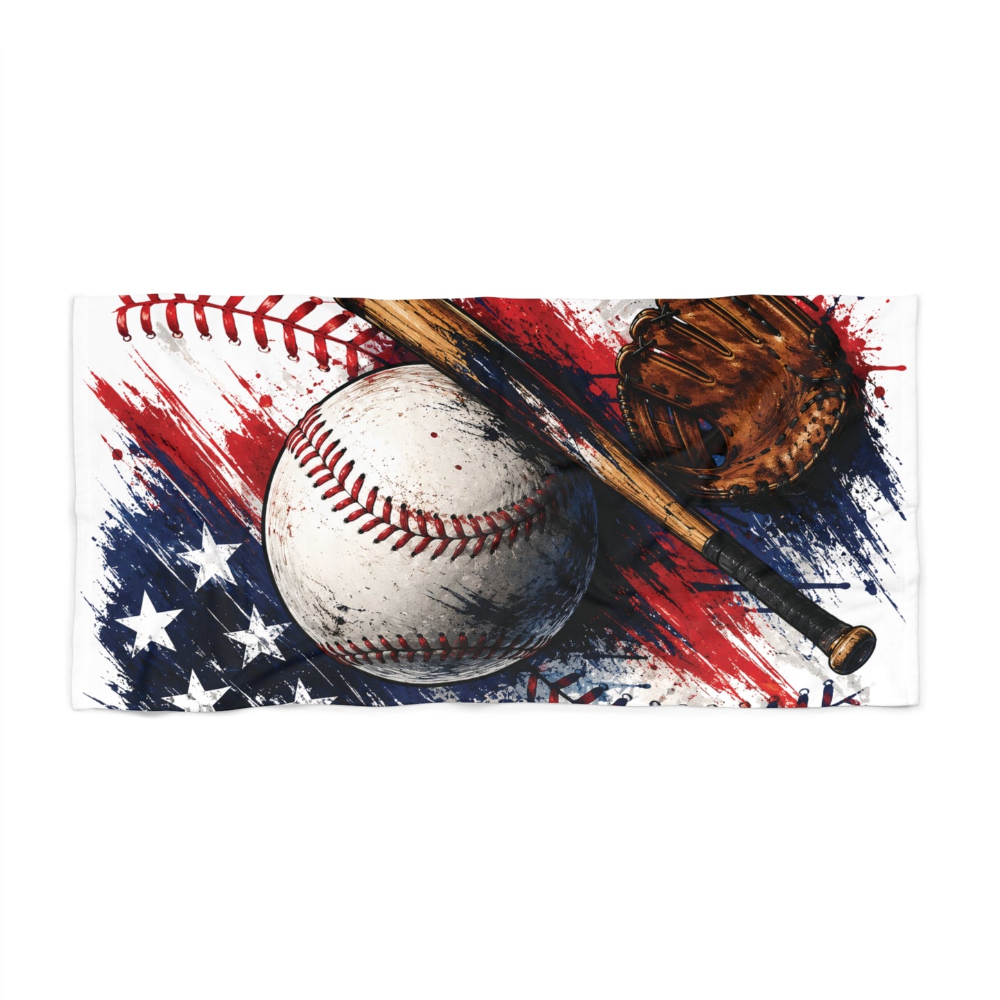 Baseball American Flag Beach Towel