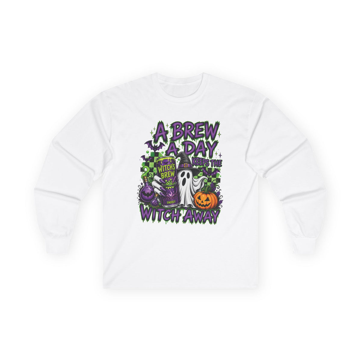 A Brew A Day Witch Away Graphic Long Sleeve Tee