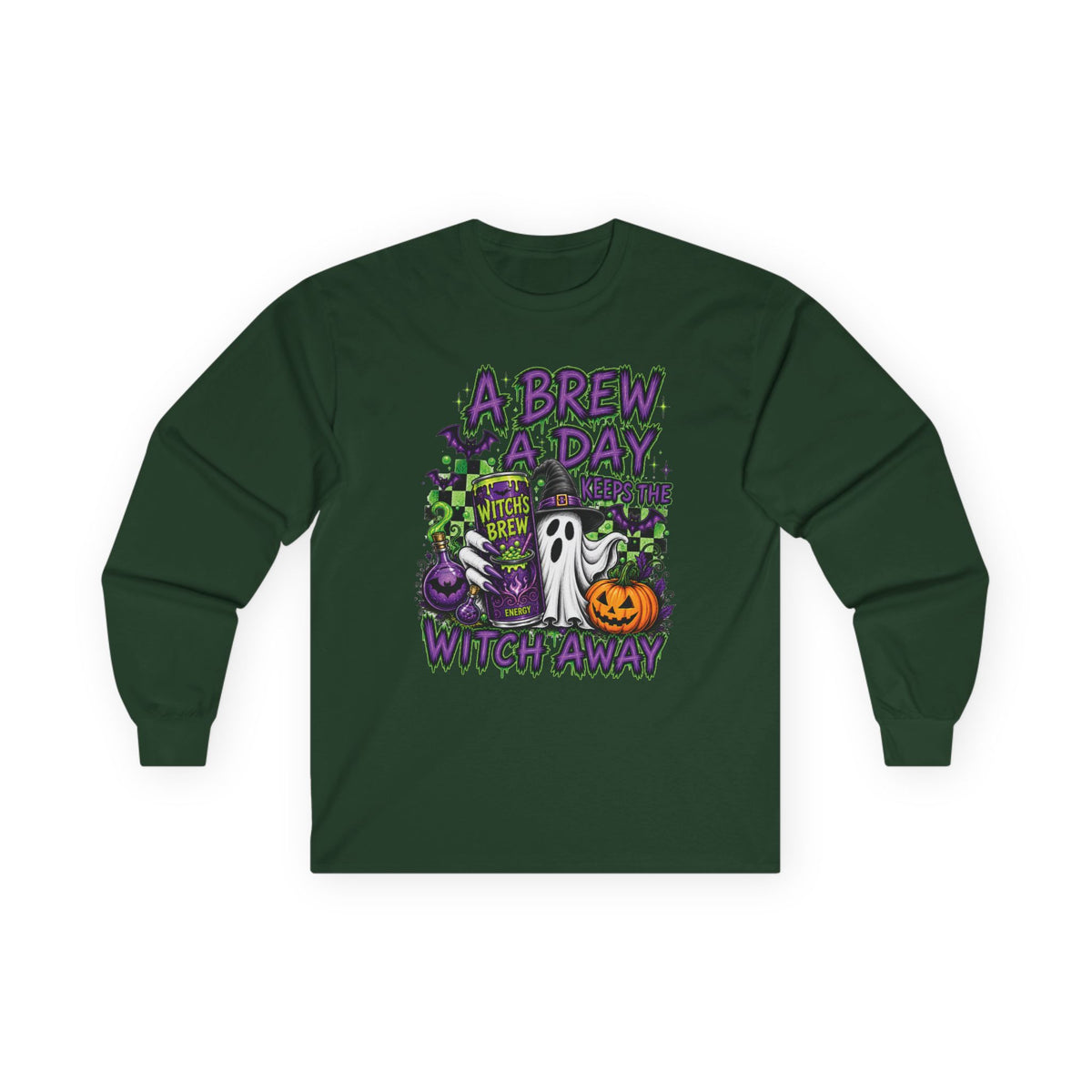 A Brew A Day Witch Away Graphic Long Sleeve Tee