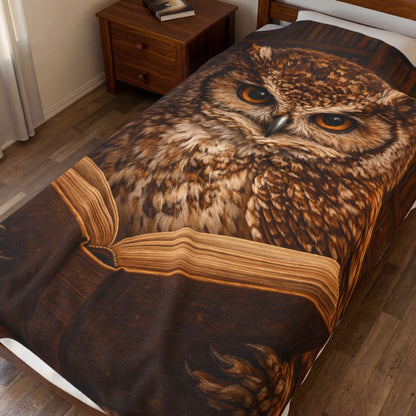 Owl Reading  Plush Blanket