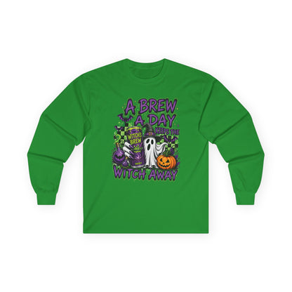 A Brew A Day Witch Away Graphic Long Sleeve Tee
