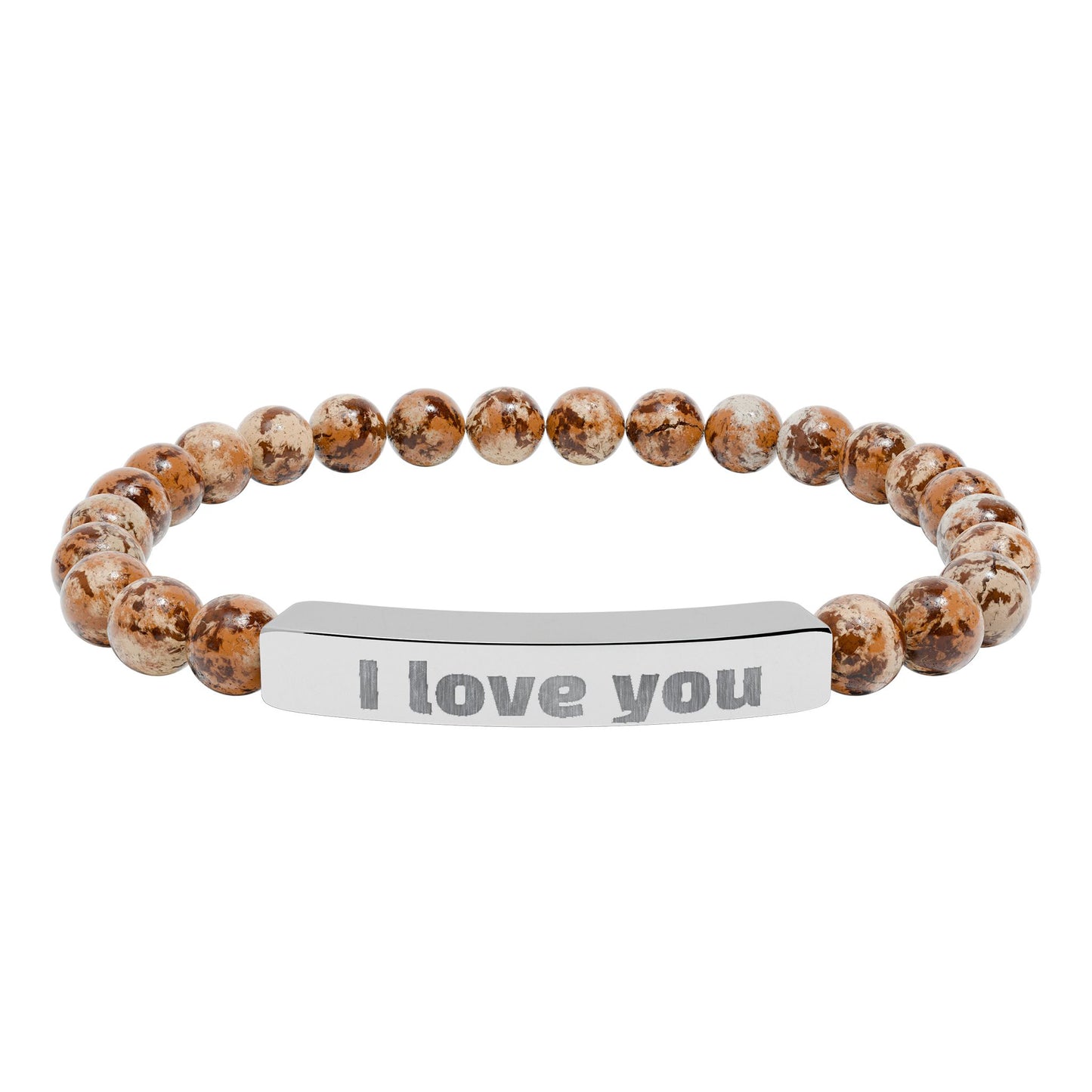 Engraved ‘I Love You’ Natural Stone Stretch Bracelet