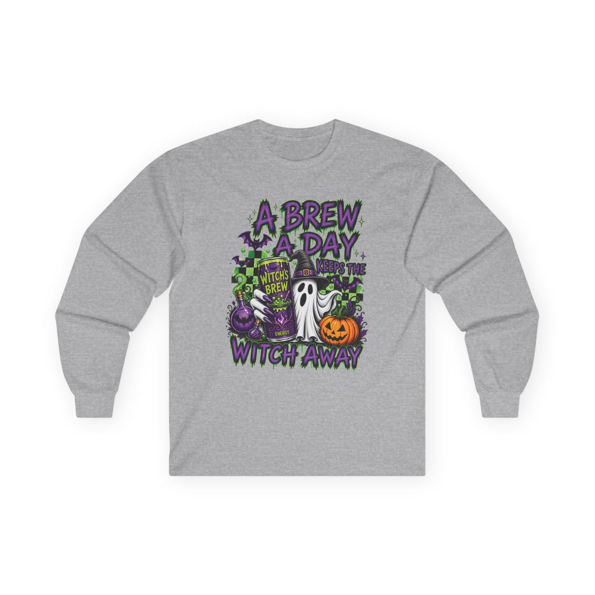 A Brew A Day Witch Away Graphic Long Sleeve Tee