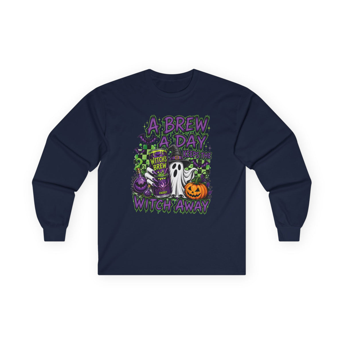 A Brew A Day Witch Away Graphic Long Sleeve Tee