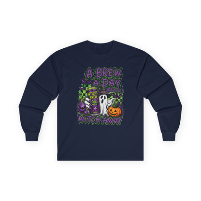 A Brew A Day Witch Away Graphic Long Sleeve Tee