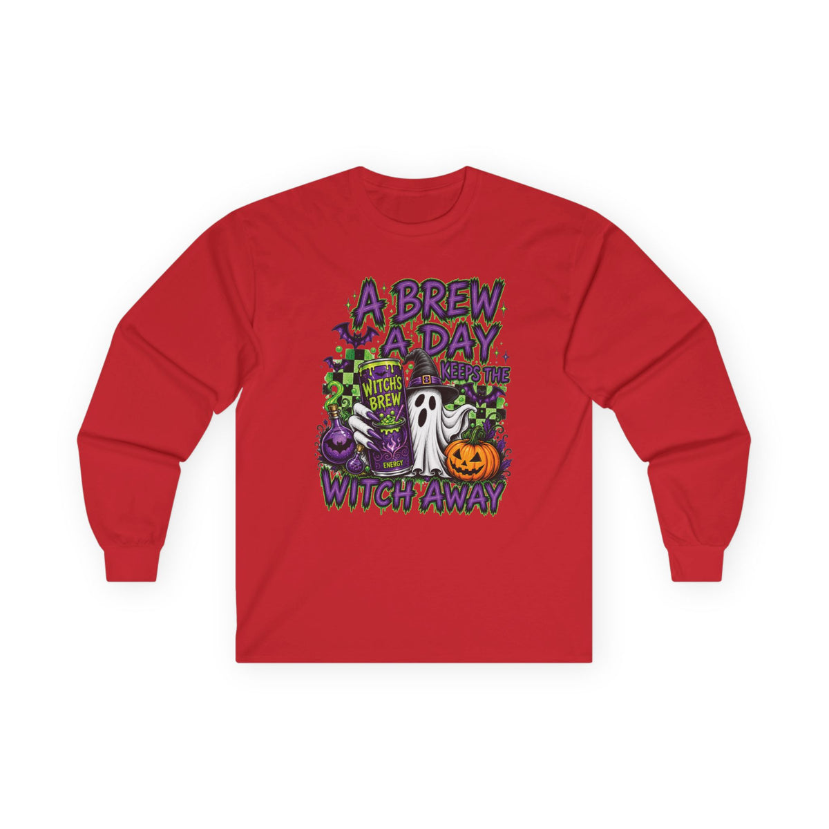 A Brew A Day Witch Away Graphic Long Sleeve Tee