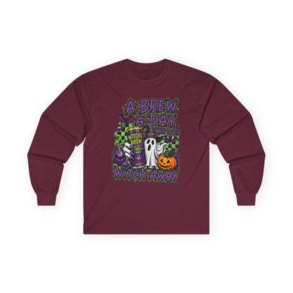 A Brew A Day Witch Away Graphic Long Sleeve Tee