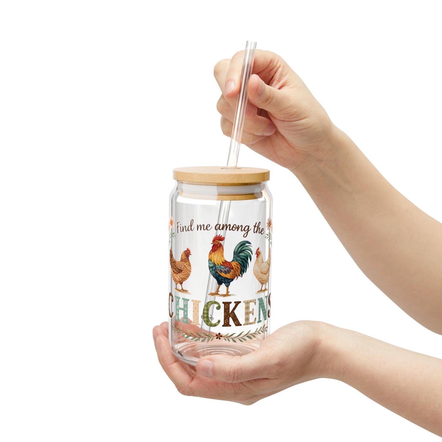 Chicken Farm Sipper Glass 16oz