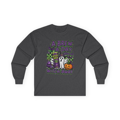 A Brew A Day Witch Away Graphic Long Sleeve Tee