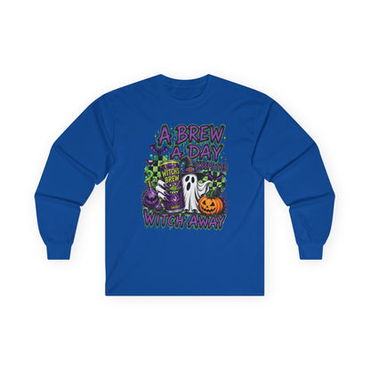 A Brew A Day Witch Away Graphic Long Sleeve Tee