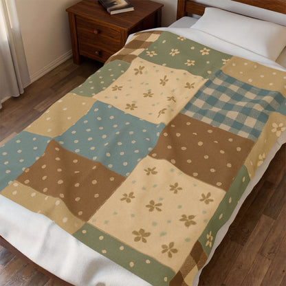 Patchwork Velveteen Plush Blanket