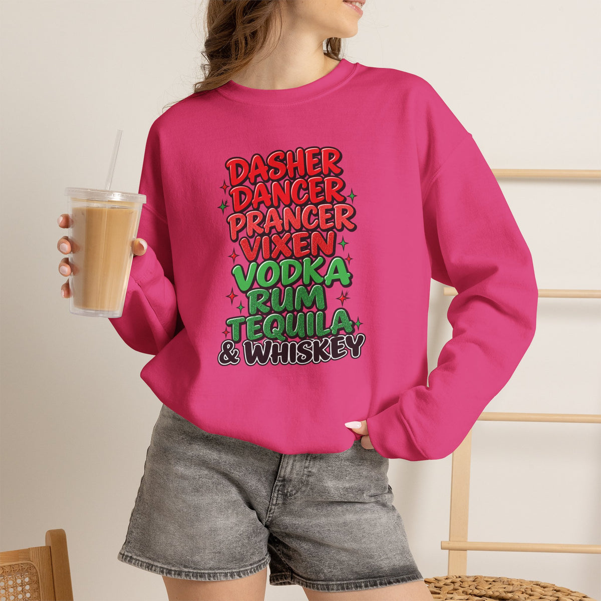 Dasher Dancer Prancer Vixen Holiday Christmas Crewneck Sweatshirt