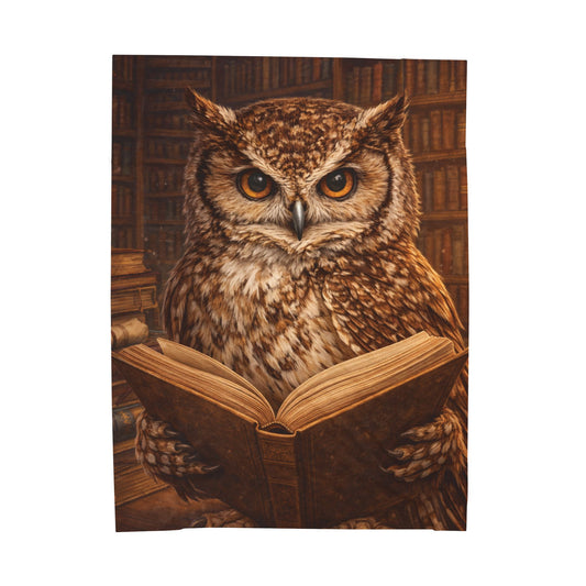 Owl Reading  Plush Blanket