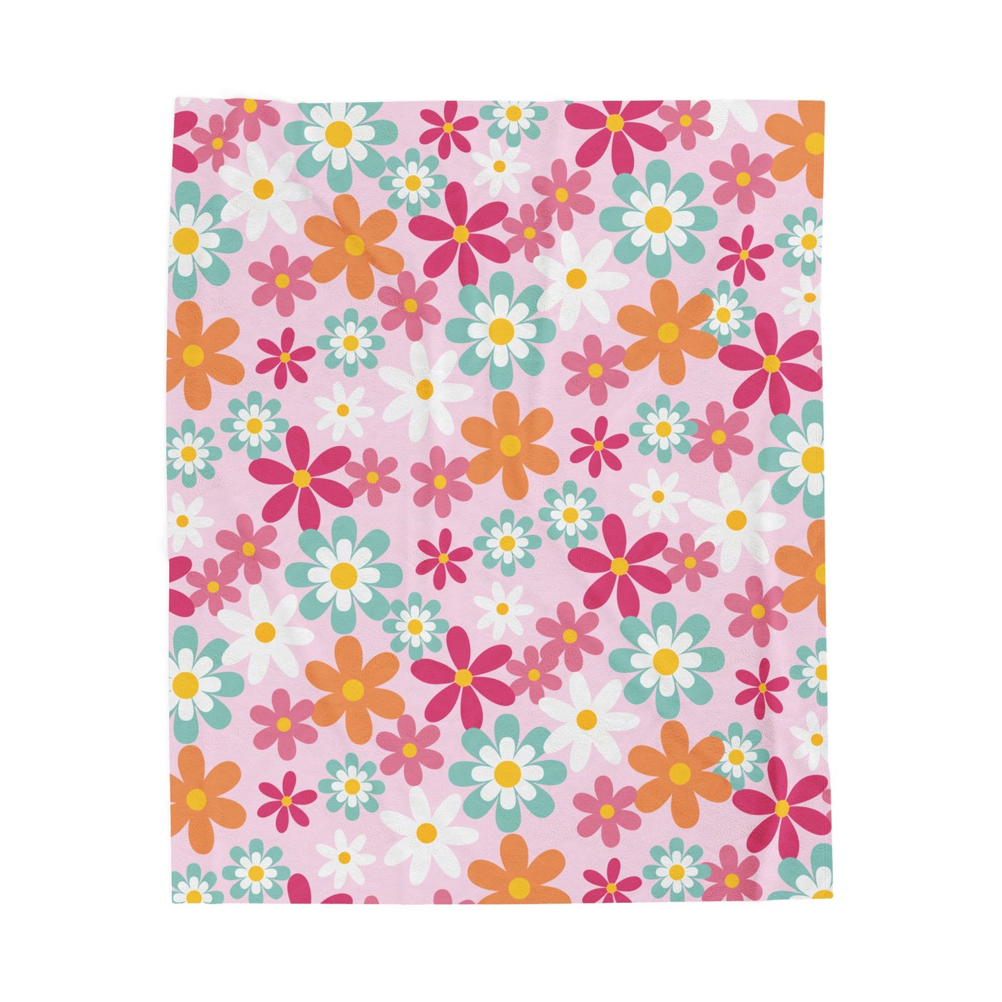 Retro Pink Daisy Throw