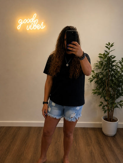 Ripped Stretch Denim Shorts
